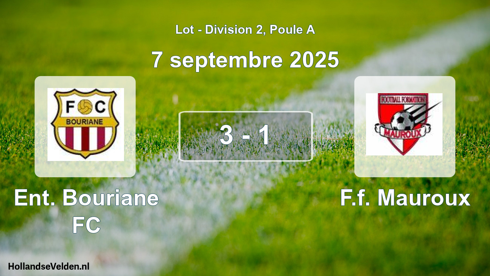 Total number of matches played: Ent. Bouriane FC - F.f. Mauroux 3 - 1 (7 September 2025)