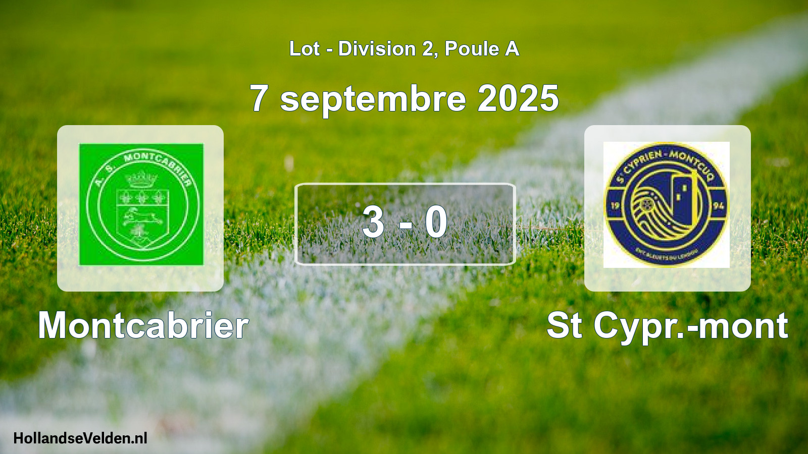 Match joué: Montcabrier - St Cypr.-mont 3 - 0 (7 septembre 2025)