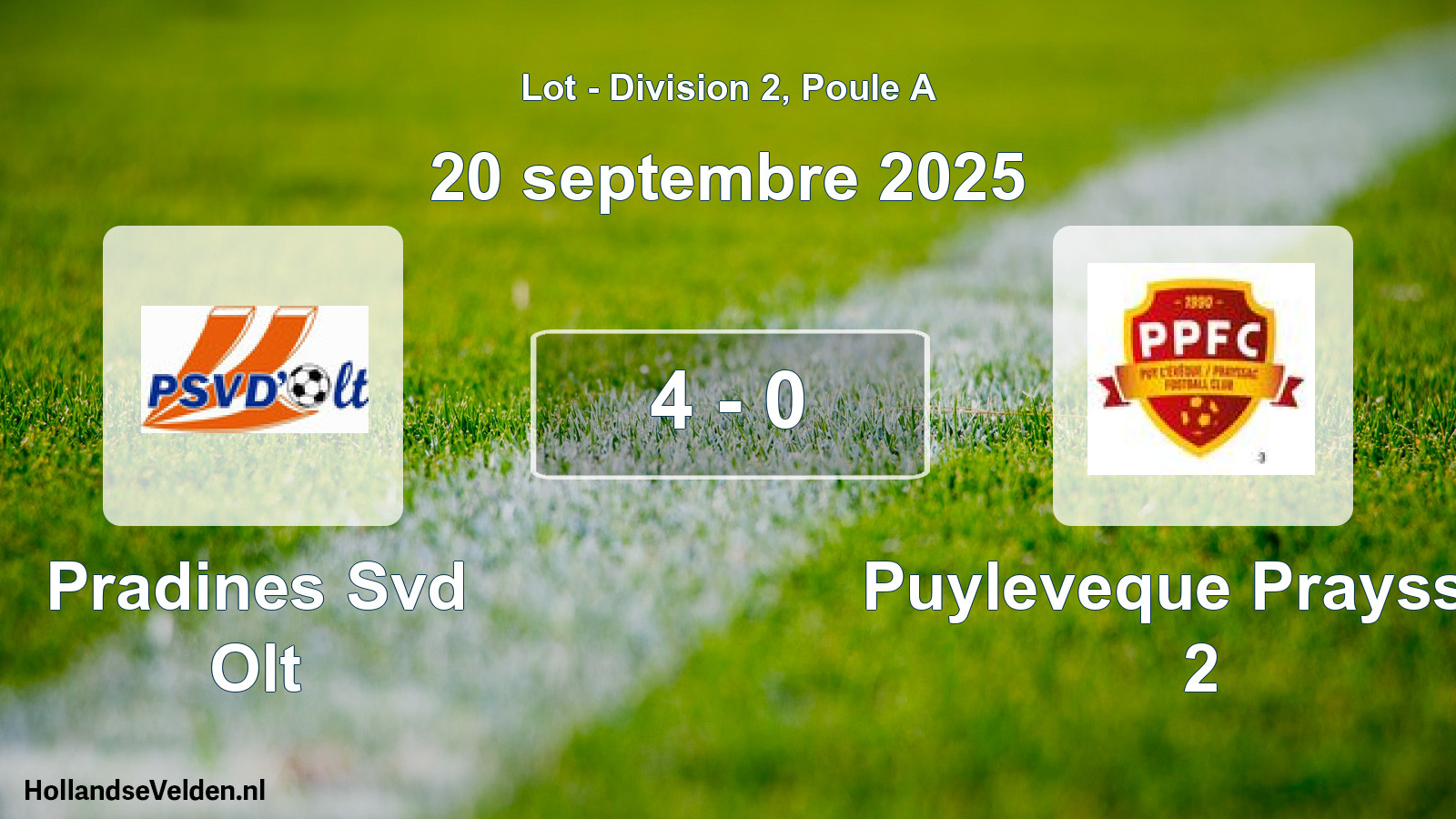 Match joué: Pradines Svd Olt - Puyleveque Prayssac 2 4 - 0 (20 septembre 2025)