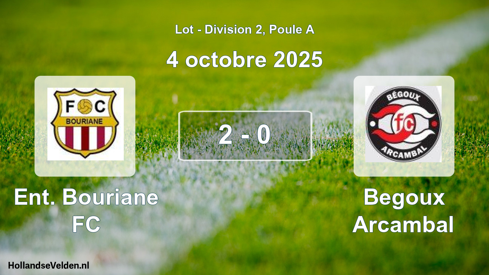 Gespeelde wedstrijd: Ent. Bouriane FC - Begoux Arcambal 2 - 0 (4 oktober 2025)