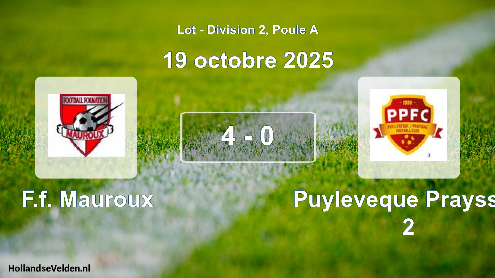 Gespeelde wedstrijd: F.f. Mauroux - Puyleveque Prayssac 2 4 - 0 (19 oktober 2025)