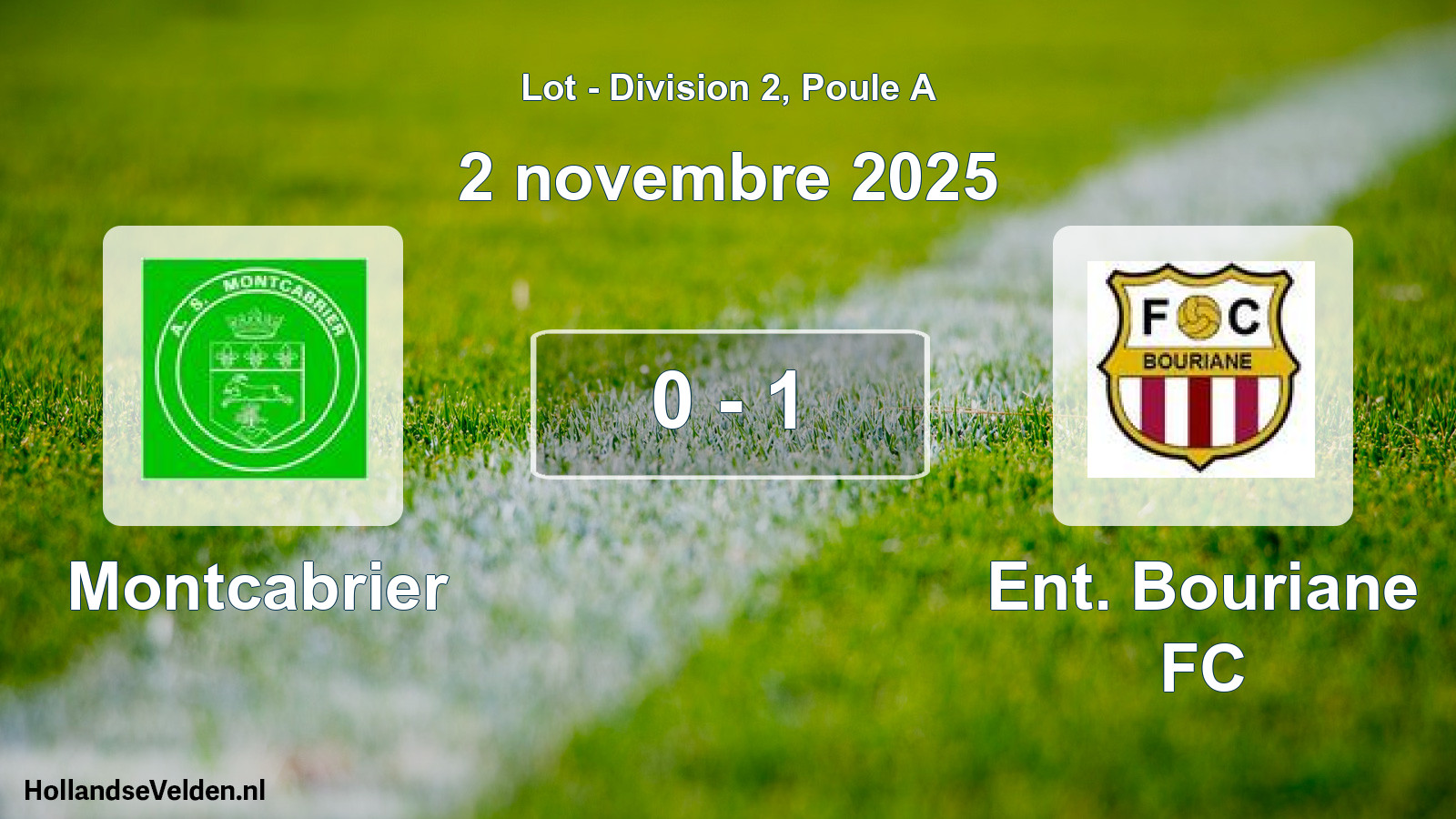 Match joué: Montcabrier - Ent. Bouriane FC 0 - 1 (2 novembre 2025)