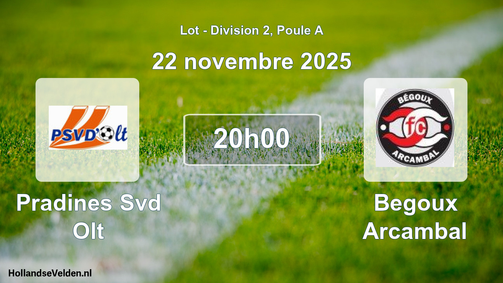 Match programmé: Pradines Svd Olt - Begoux Arcambal (22 novembre 2025)