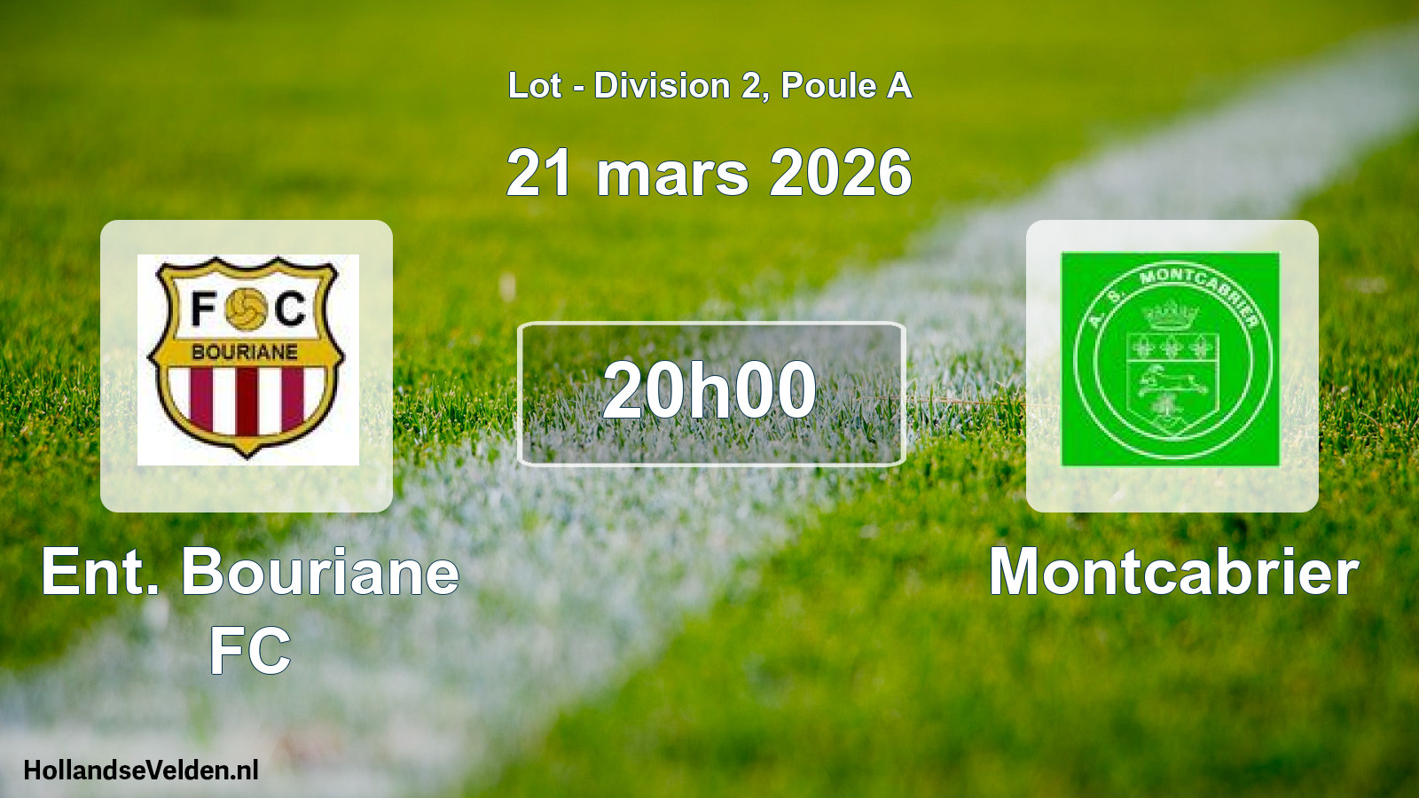 Match programmé: Ent. Bouriane FC - Montcabrier (21 mars 2026)