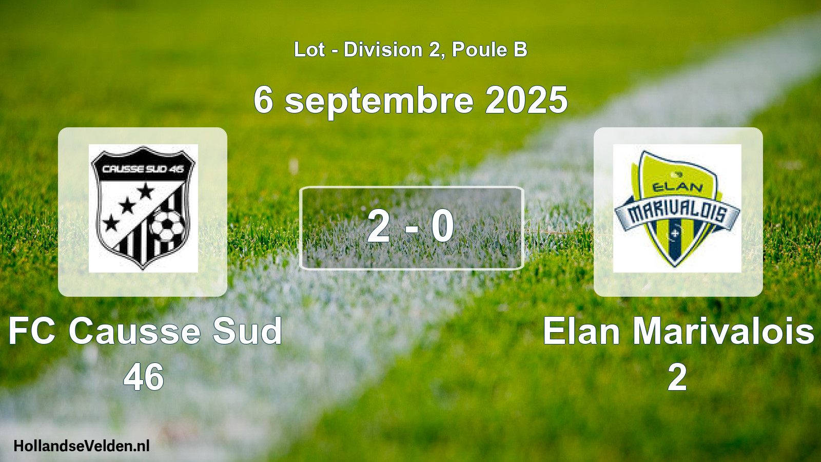 Total number of matches played: FC Causse Sud 46 - Elan Marivalois 2 2 - 0 (6 September 2025)