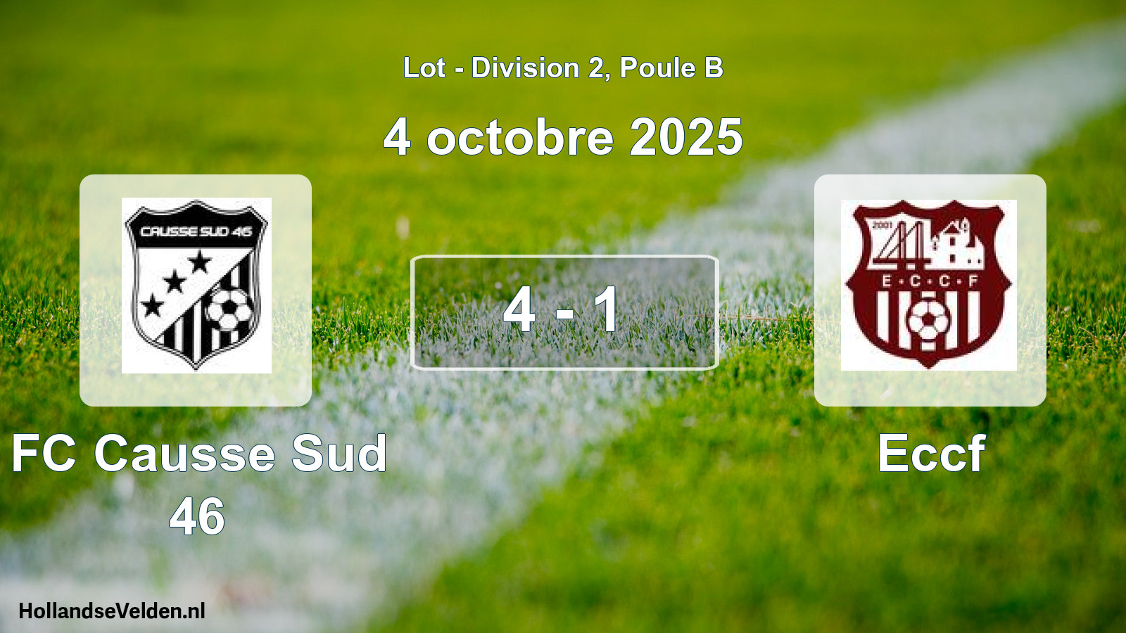 Match joué: FC Causse Sud 46 - Eccf 4 - 1 (4 octobre 2025)