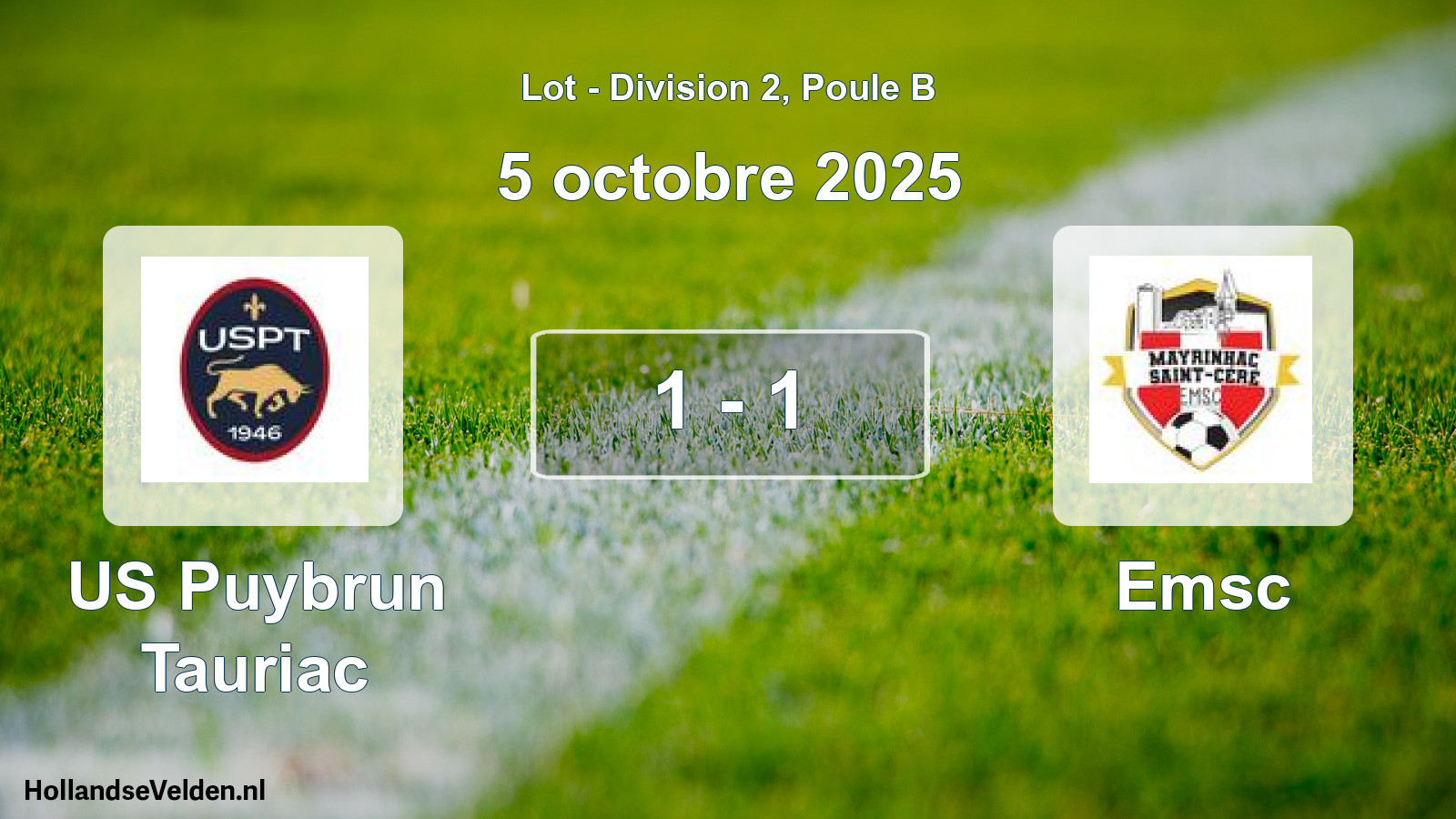 Match joué: US Puybrun Tauriac - Emsc 1 - 1 (5 octobre 2025)
