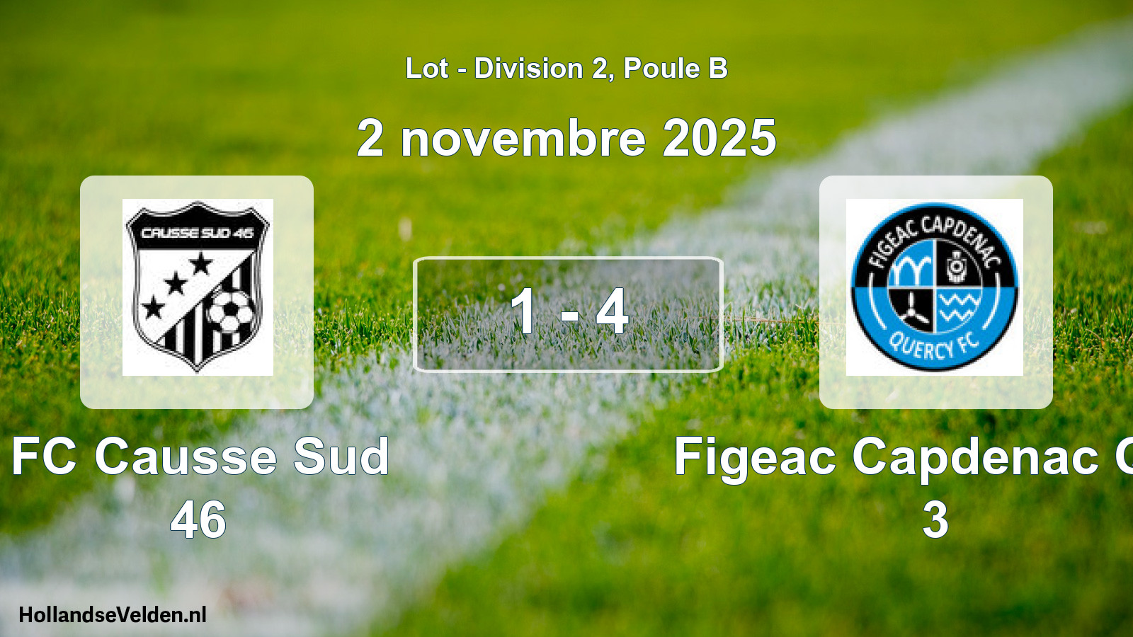 Match joué: FC Causse Sud 46 - Figeac Capdenac Qfc 3 1 - 4 (2 novembre 2025)