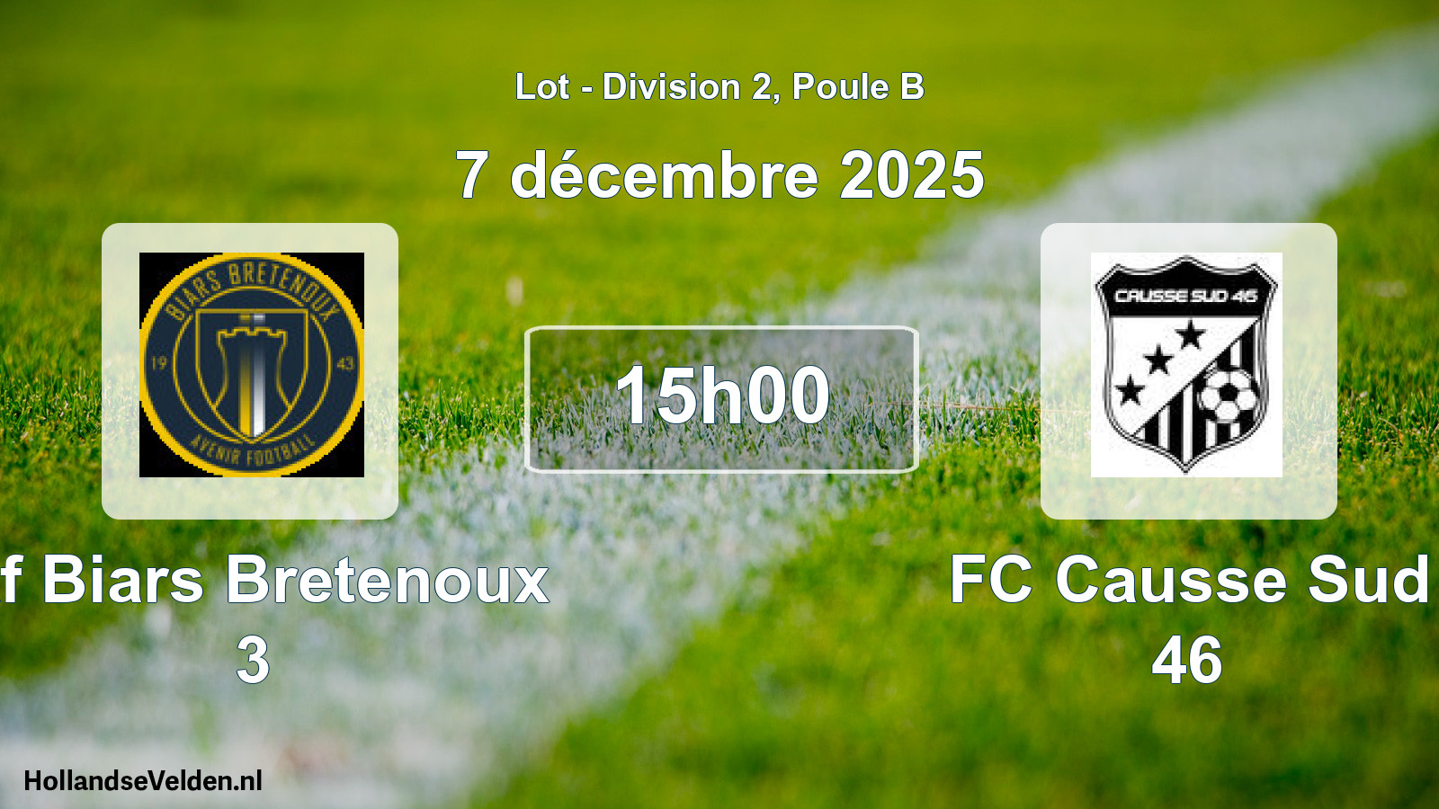 Match programmé: Af Biars Bretenoux 3 - FC Causse Sud 46 (7 décembre 2025)
