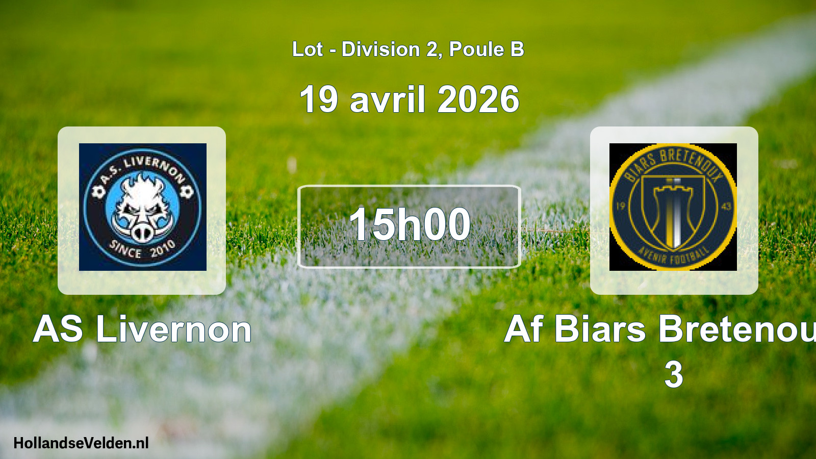 Geplande wedstrijd: AS Livernon - Af Biars Bretenoux 3 (19 april 2026)