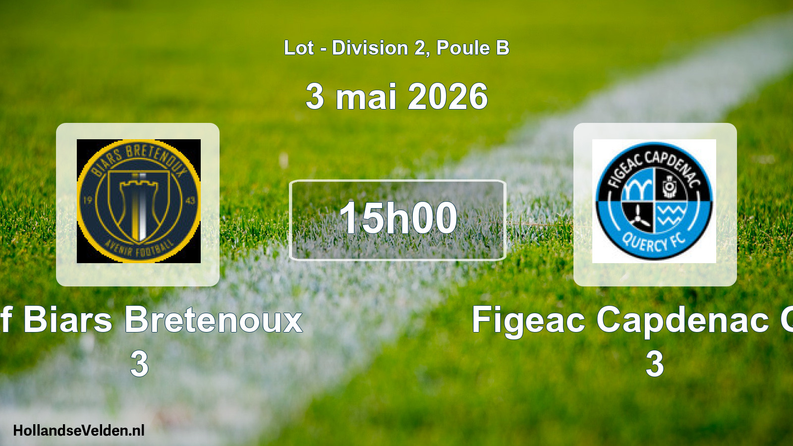 Match programmé: Af Biars Bretenoux 3 - Figeac Capdenac Qfc 3 (3 mai 2026)