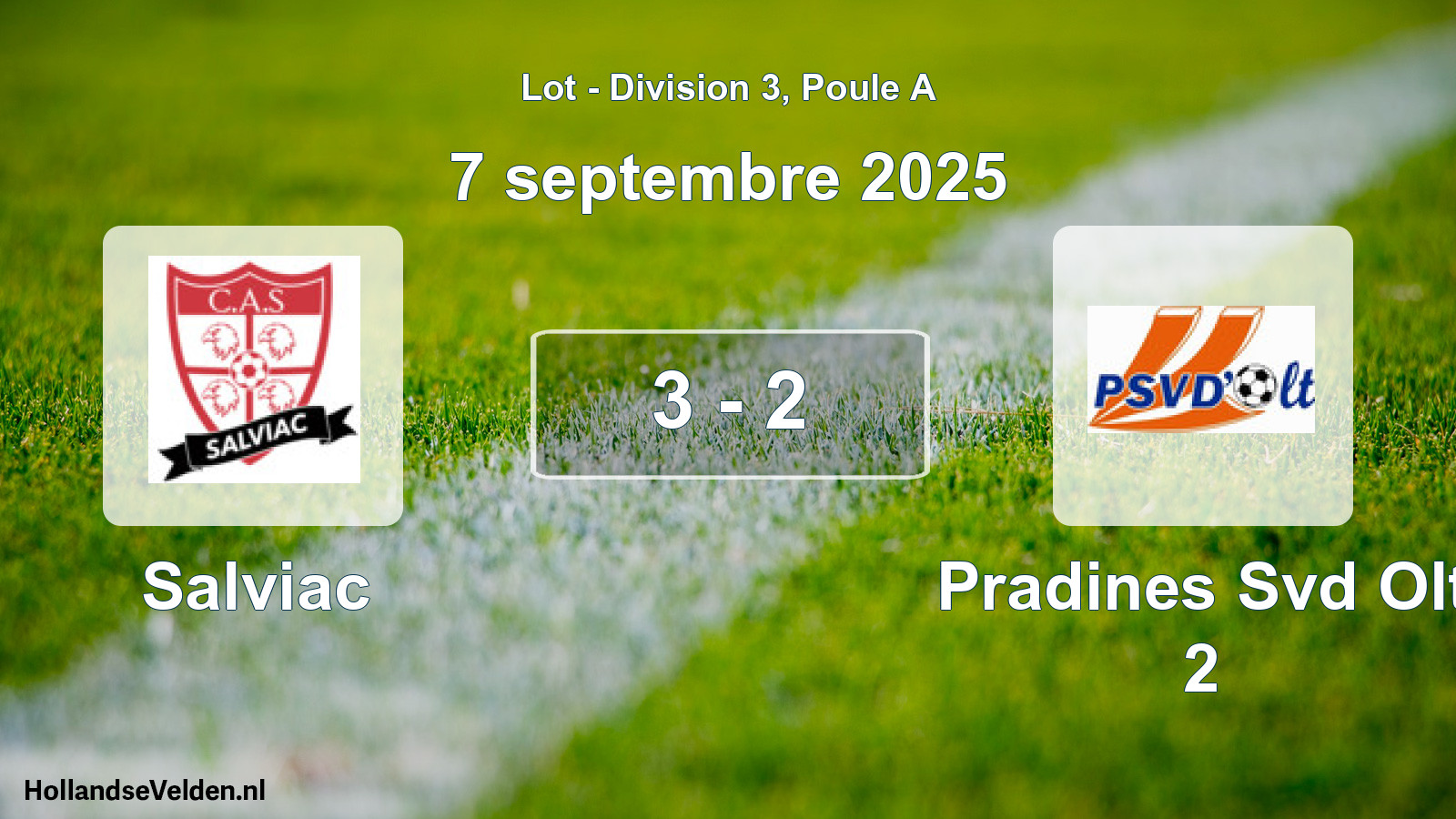 Match joué: Salviac - Pradines Svd Olt 2 3 - 2 (7 septembre 2025)