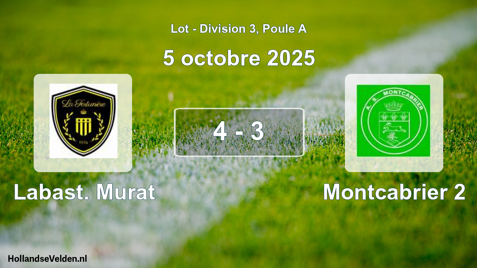 Total number of matches played: Labast. Murat - Montcabrier 2 4 - 3 (5 October 2025)