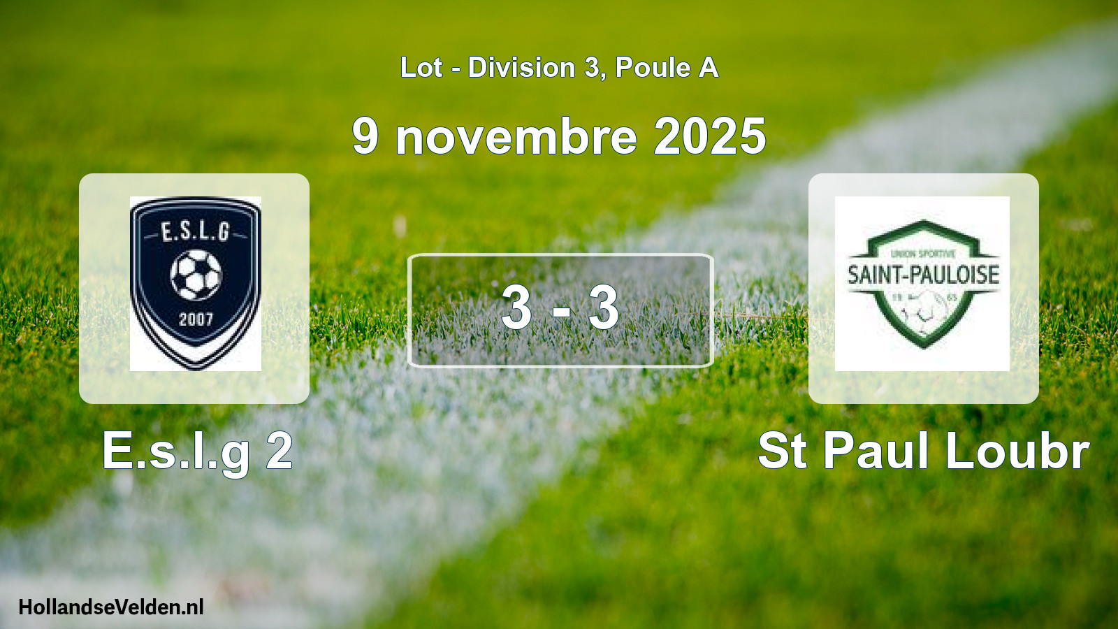 Match joué: E.s.l.g 2 - St Paul Loubr 3 - 3 (9 novembre 2025)