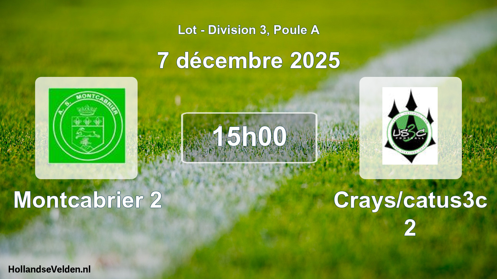 Match programmé: Montcabrier 2 - Crays/catus3c 2 (7 décembre 2025)