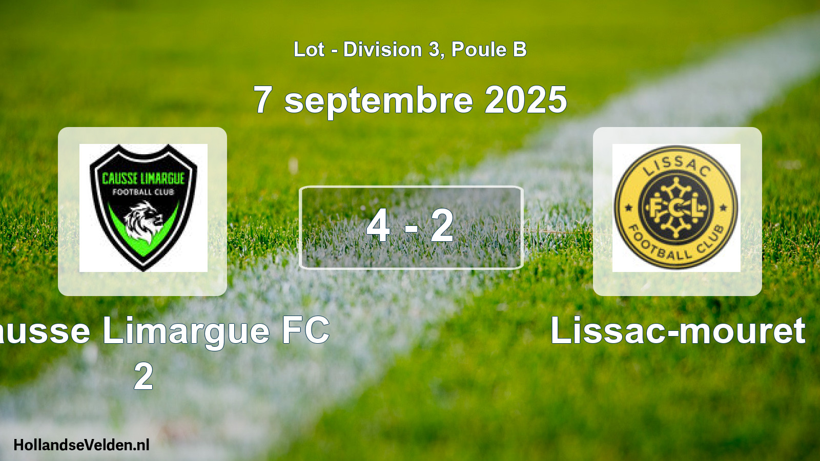 Total number of matches played: Causse Limargue FC 2 - Lissac-mouret 4 - 2 (7 September 2025)