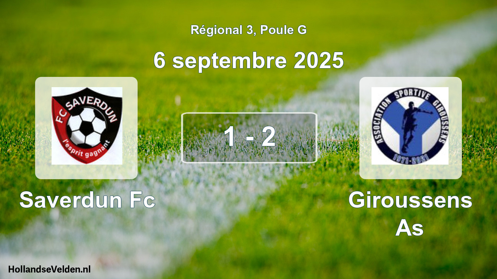 Gespeelde wedstrijd: Saverdun Fc - Giroussens As 1 - 2 (6 septembre 2025)