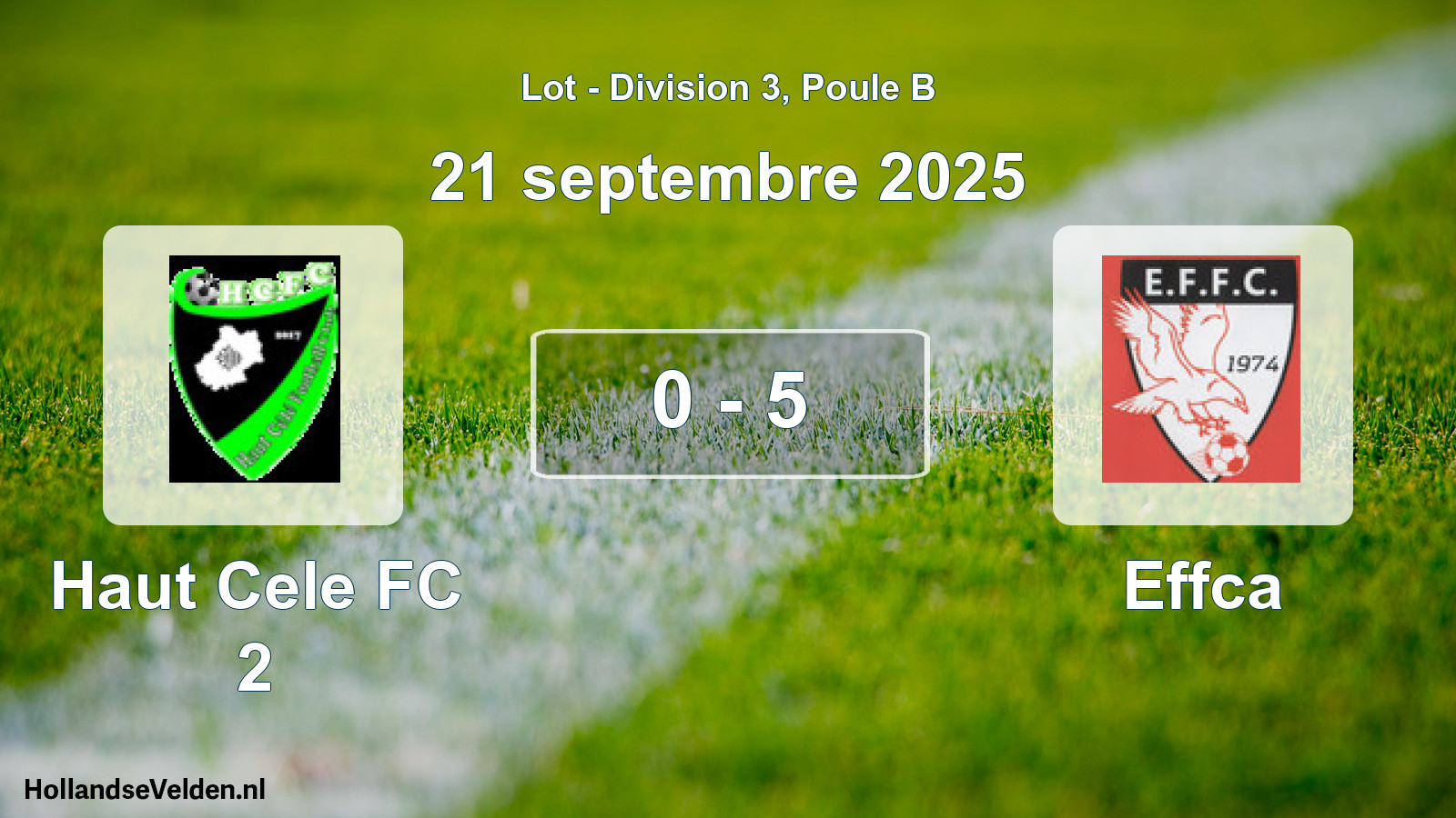 Gespeelde wedstrijd: Haut Cele FC 2 - Effca 0 - 5 (21 september 2025)