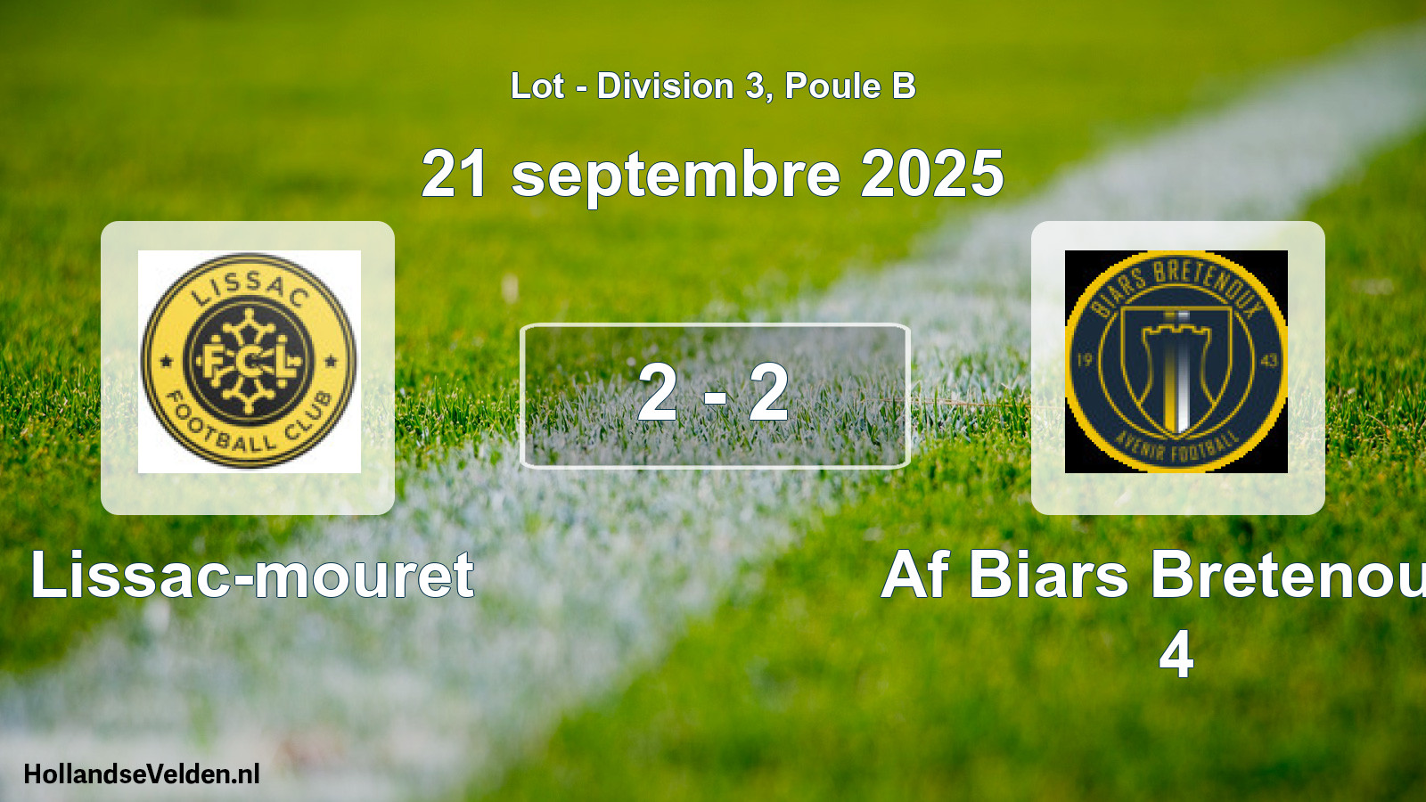 Match joué: Lissac-mouret - Af Biars Bretenoux 4 2 - 2 (21 septembre 2025)