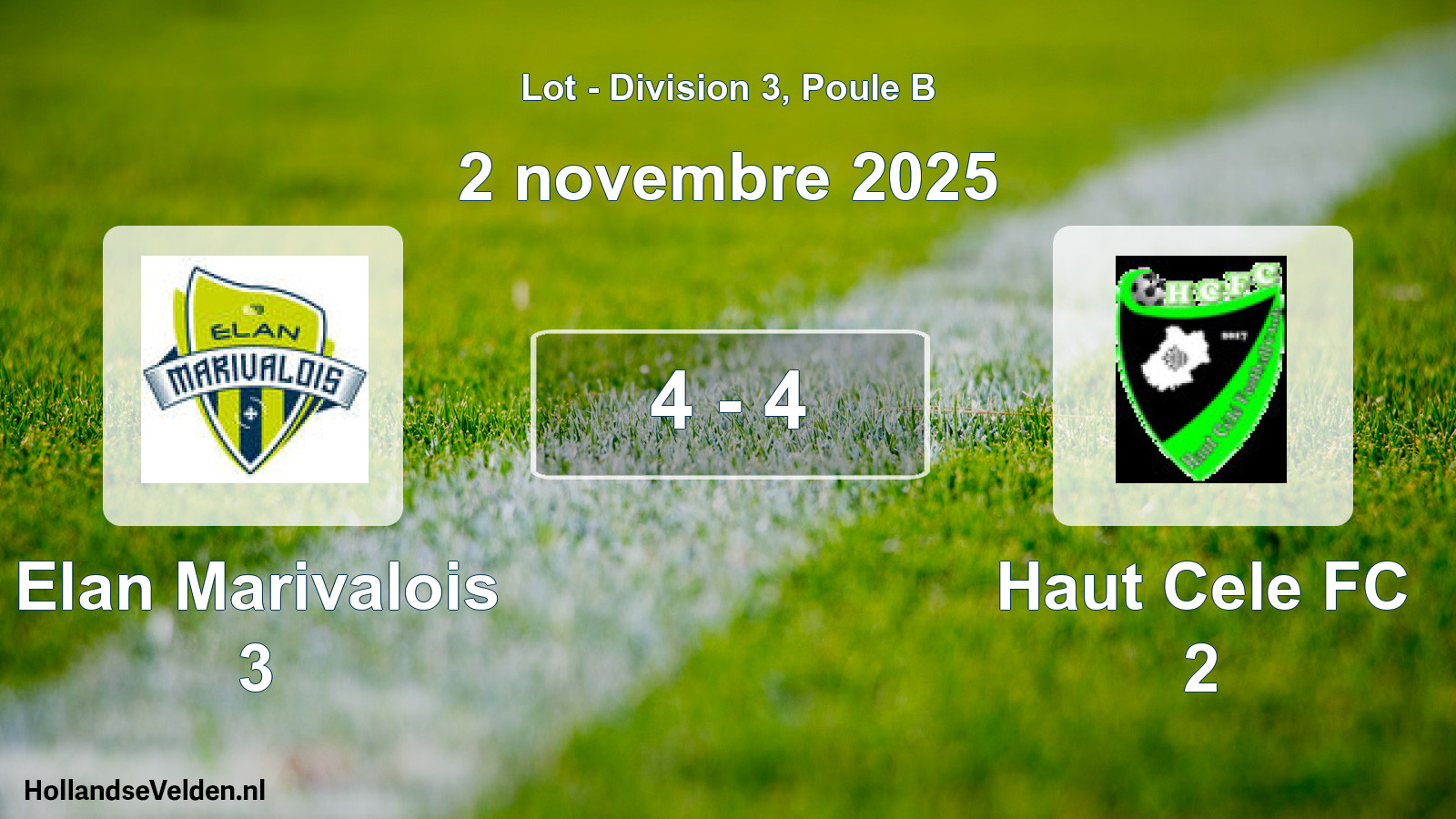 Match joué: Elan Marivalois 3 - Haut Cele FC 2 4 - 4 (2 novembre 2025)