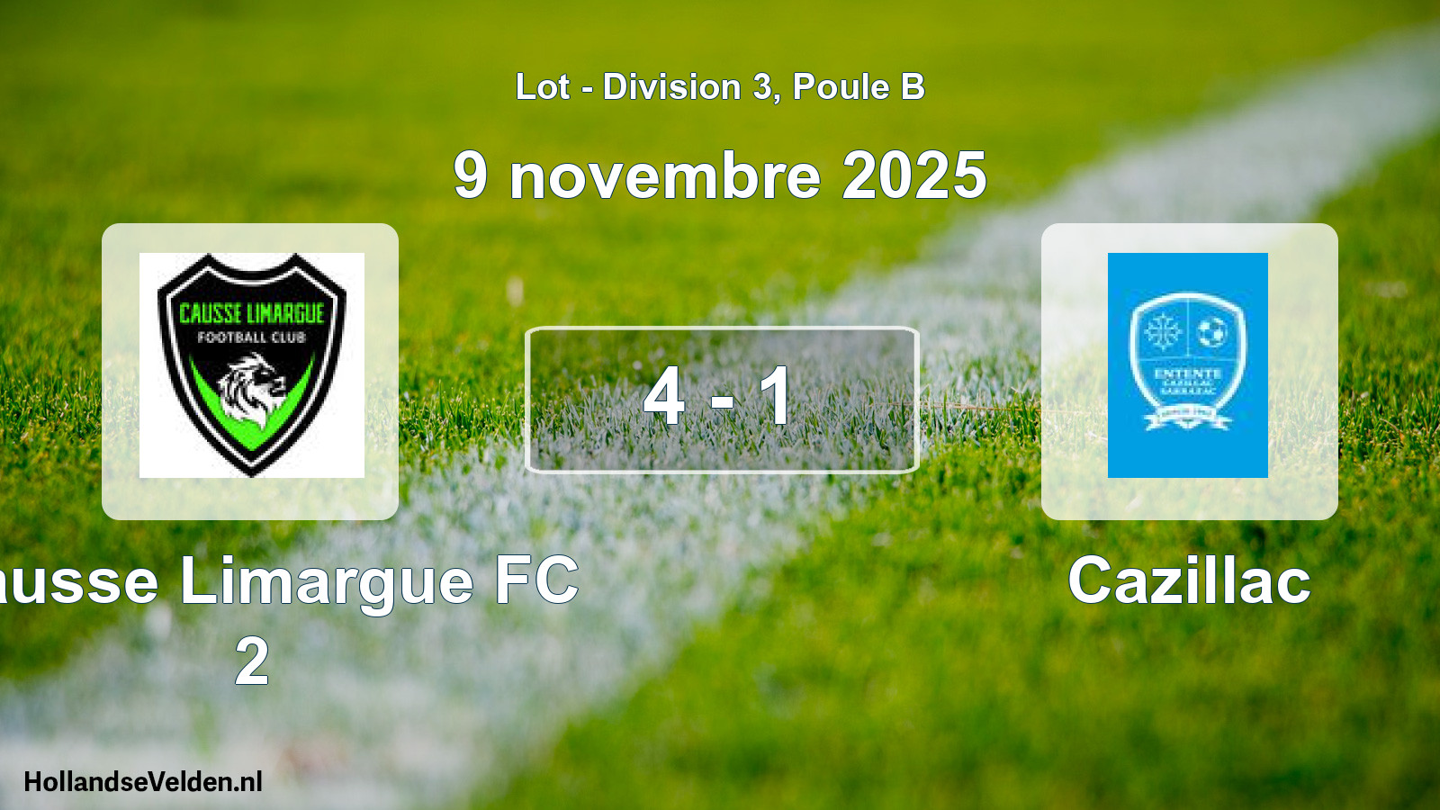 Total number of matches played: Causse Limargue FC 2 - Cazillac 4 - 1 (9 November 2025)