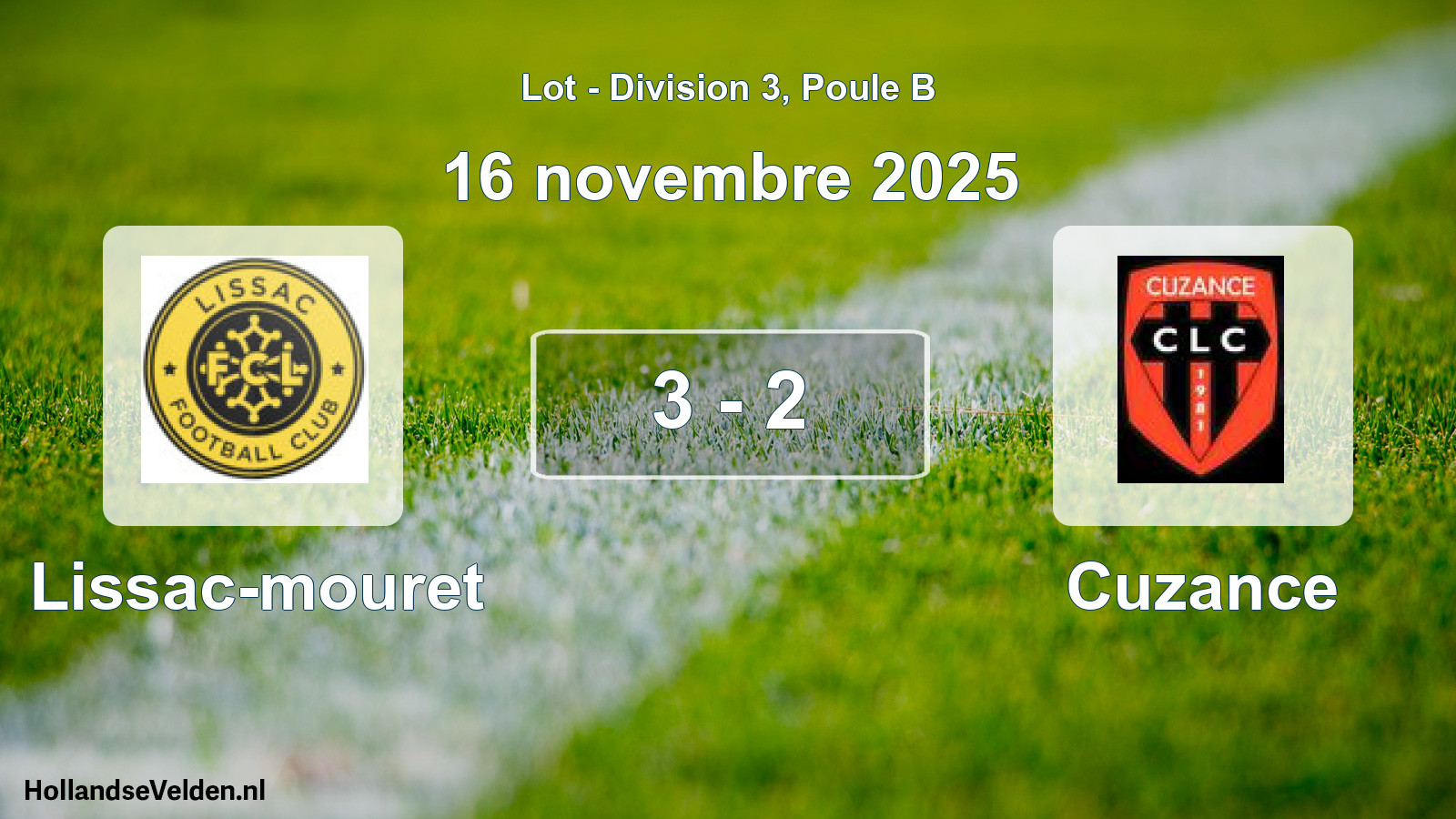 Total number of matches played: Lissac-mouret - Cuzance 3 - 2 (16 November 2025)