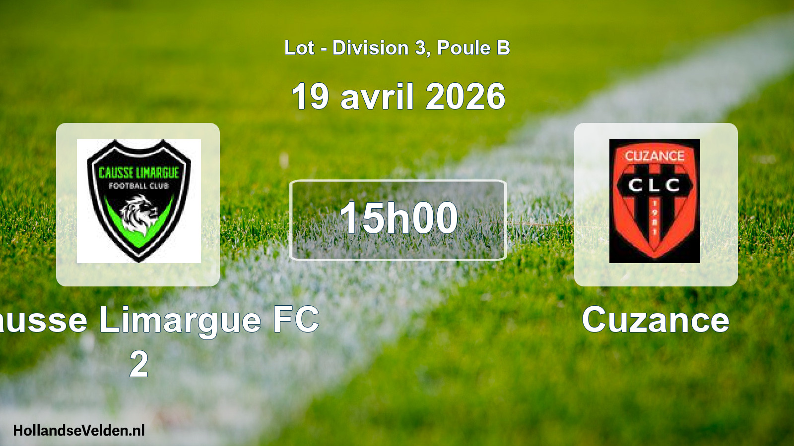 Match programmé: Causse Limargue FC 2 - Cuzance (19 avril 2026)