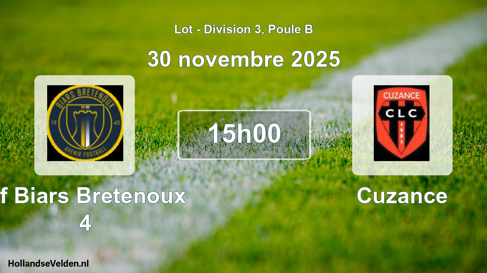 Match programmé: Af Biars Bretenoux 4 - Cuzance (30 novembre 2025)