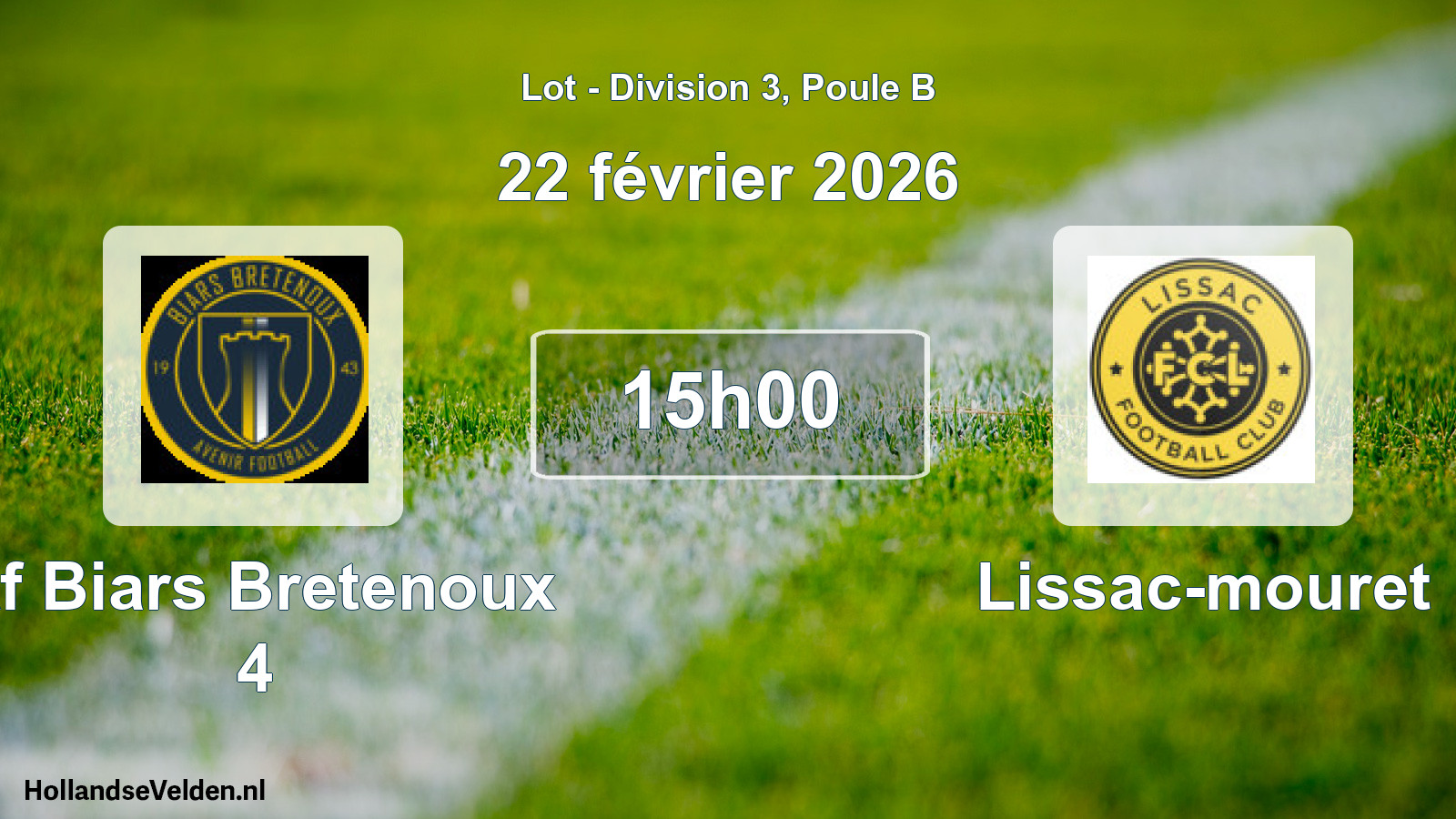 Match programmé: Af Biars Bretenoux 4 - Lissac-mouret (22 février 2026)