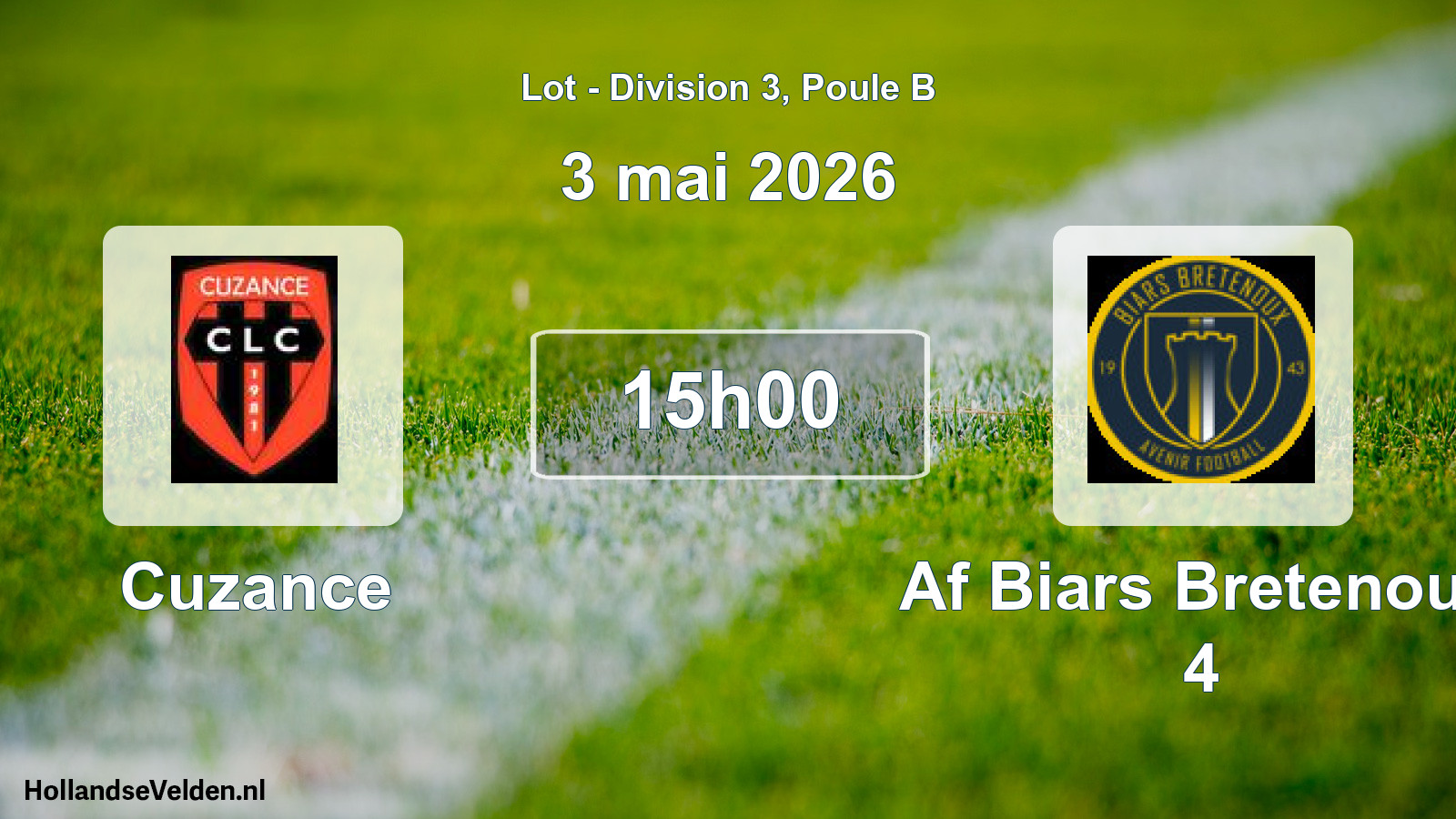 Match programmé: Cuzance - Af Biars Bretenoux 4 (3 mai 2026)