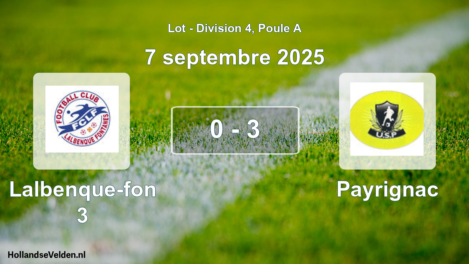 Match joué: Lalbenque-fon 3 - Payrignac 0 - 3 (7 septembre 2025)