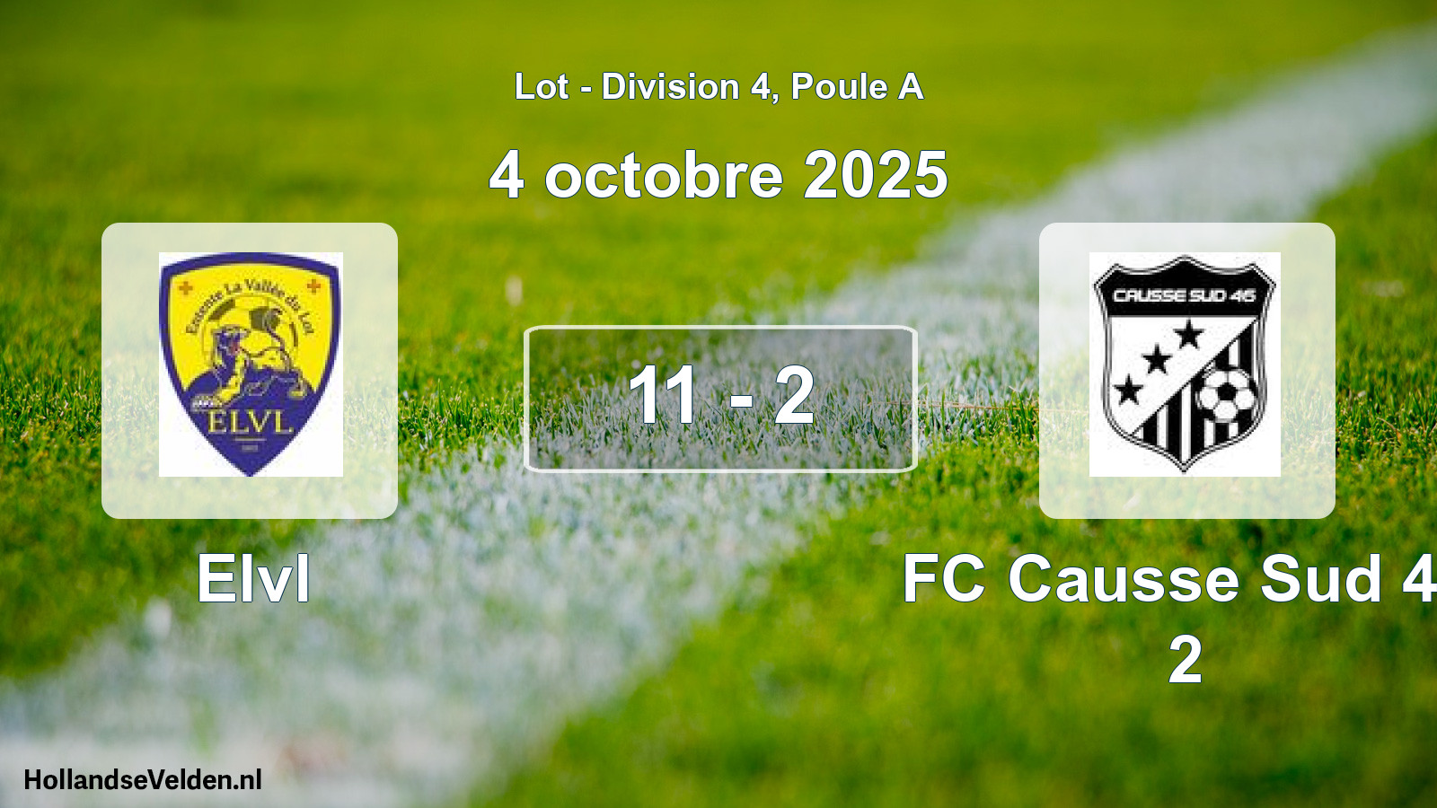 Total number of matches played: Elvl - FC Causse Sud 46 2 11 - 2 (4 October 2025)