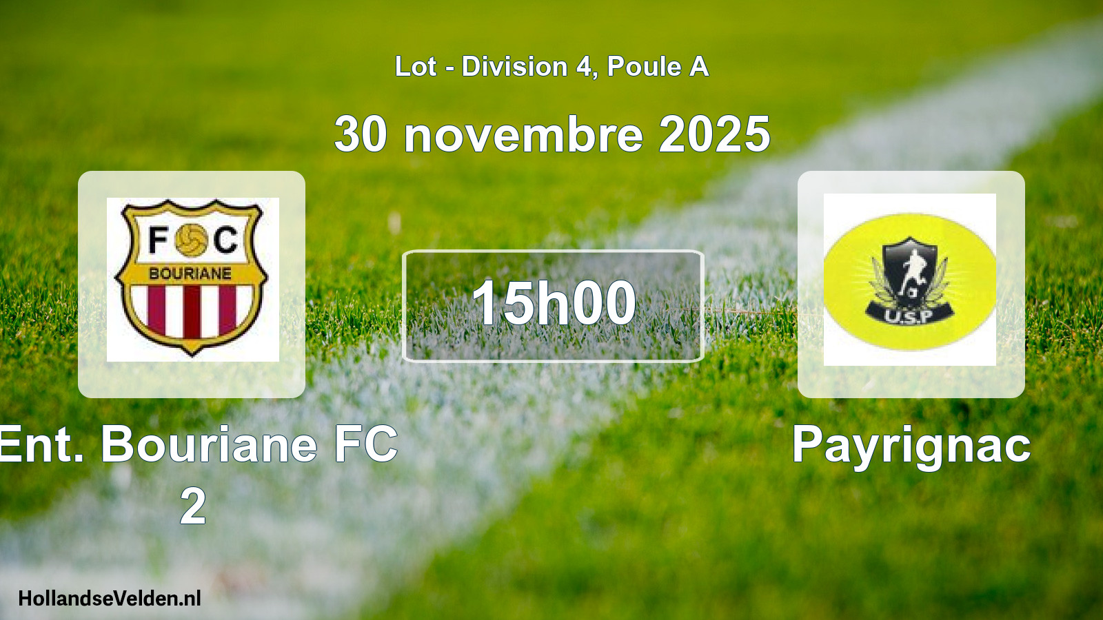 Scheduled Match: Ent. Bouriane FC 2 - Payrignac (30 November 2025)