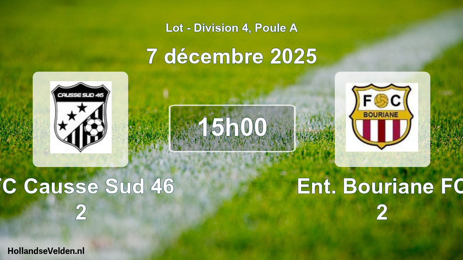 Scheduled Match: FC Causse Sud 46 2 - Ent. Bouriane FC 2 (7 December 2025)