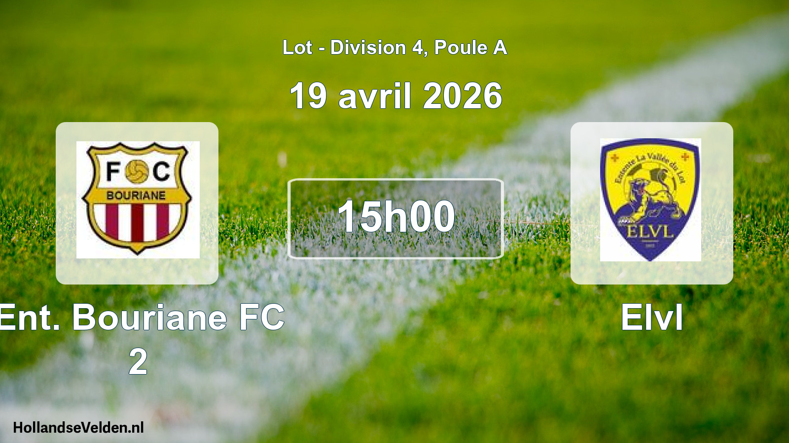 Match programmé: Ent. Bouriane FC 2 - Elvl (19 avril 2026)