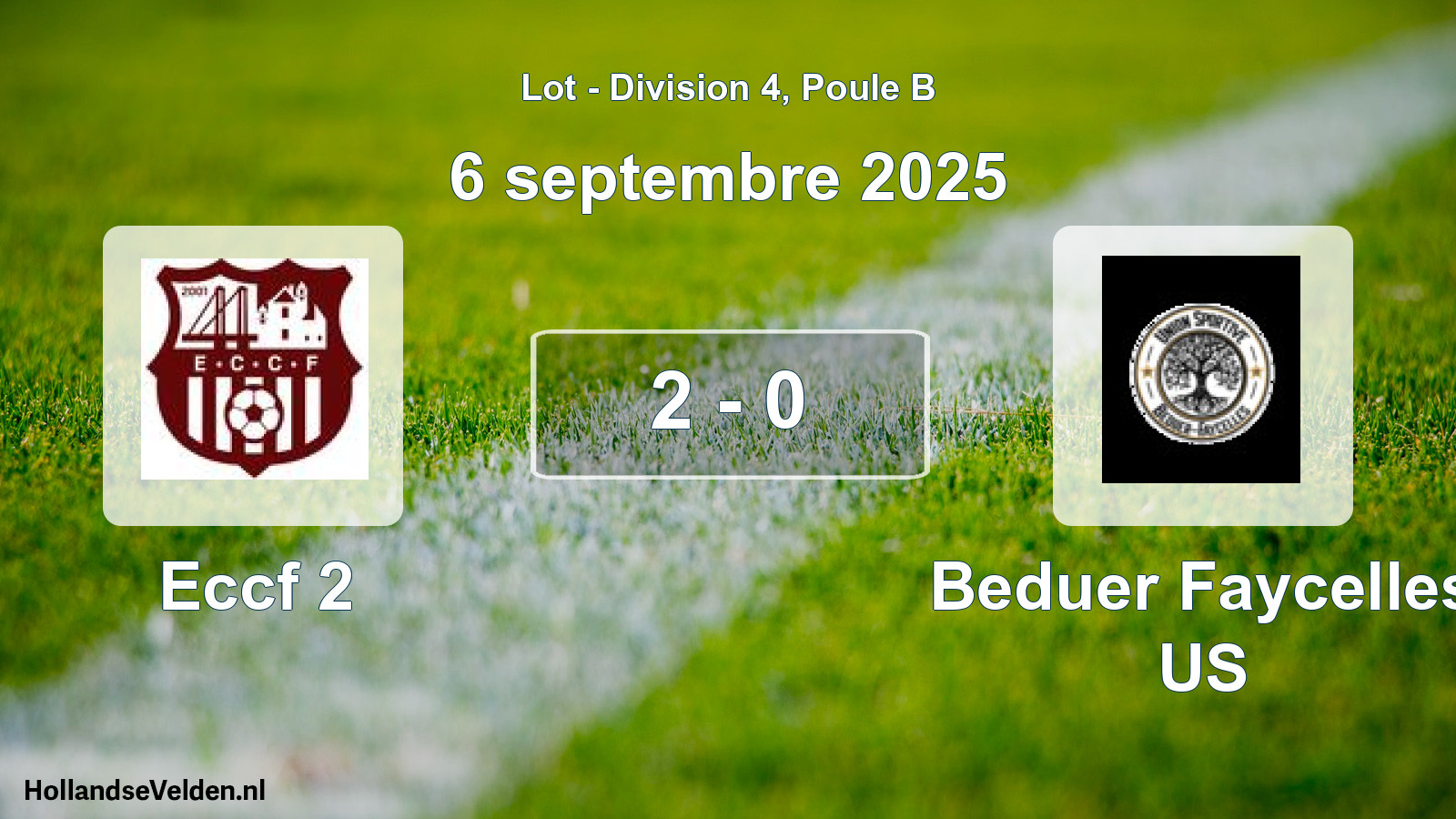 Match joué: Eccf 2 - Beduer Faycelles US 2 - 0 (6 septembre 2025)