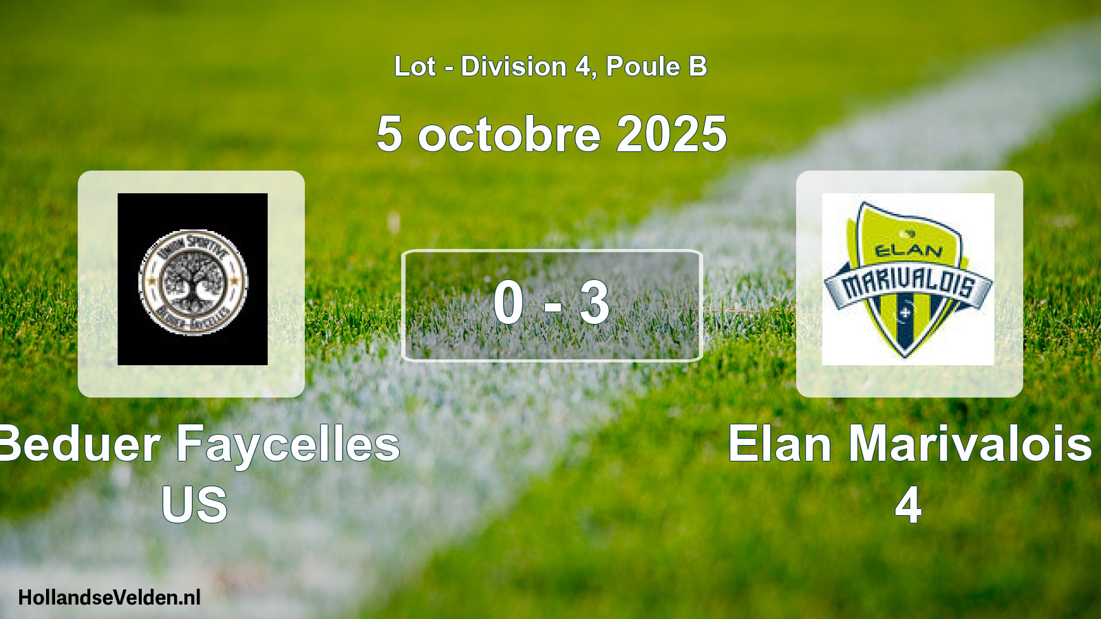 Total number of matches played: Beduer Faycelles US - Elan Marivalois 4 0 - 3 (5 October 2025)