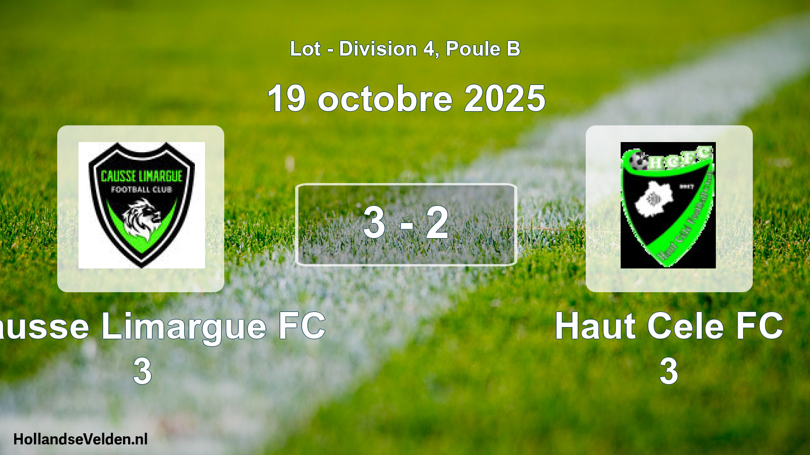 Total number of matches played: Causse Limargue FC 3 - Haut Cele FC 3 3 - 2 (19 October 2025)