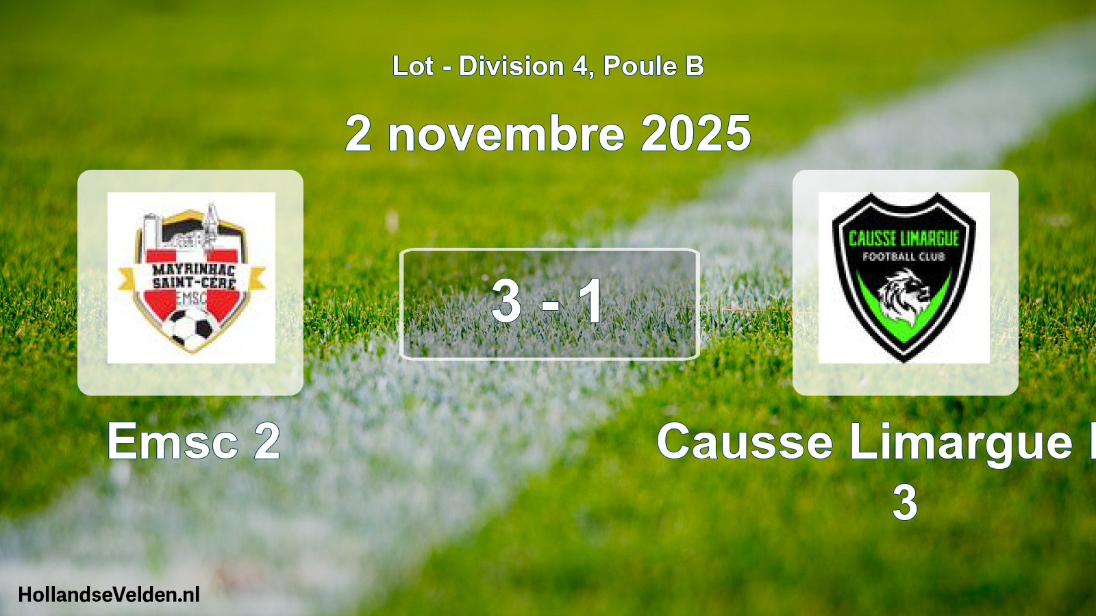 Match joué: Emsc 2 - Causse Limargue FC 3 3 - 1 (2 novembre 2025)