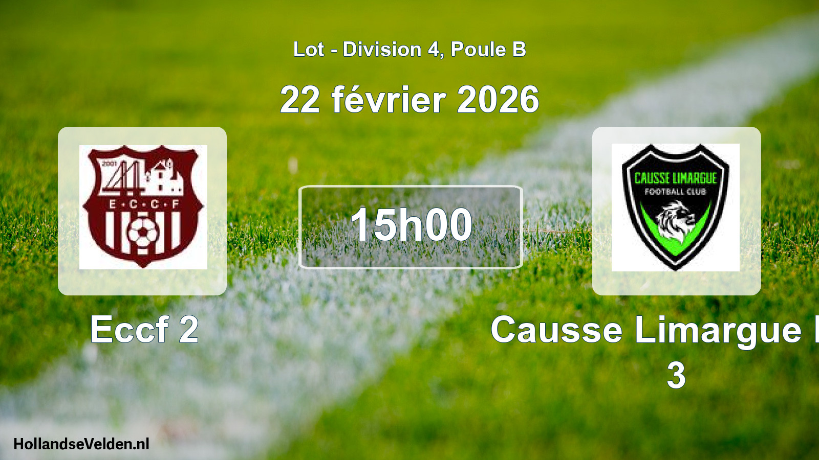 Match programmé: Eccf 2 - Causse Limargue FC 3 (22 février 2026)