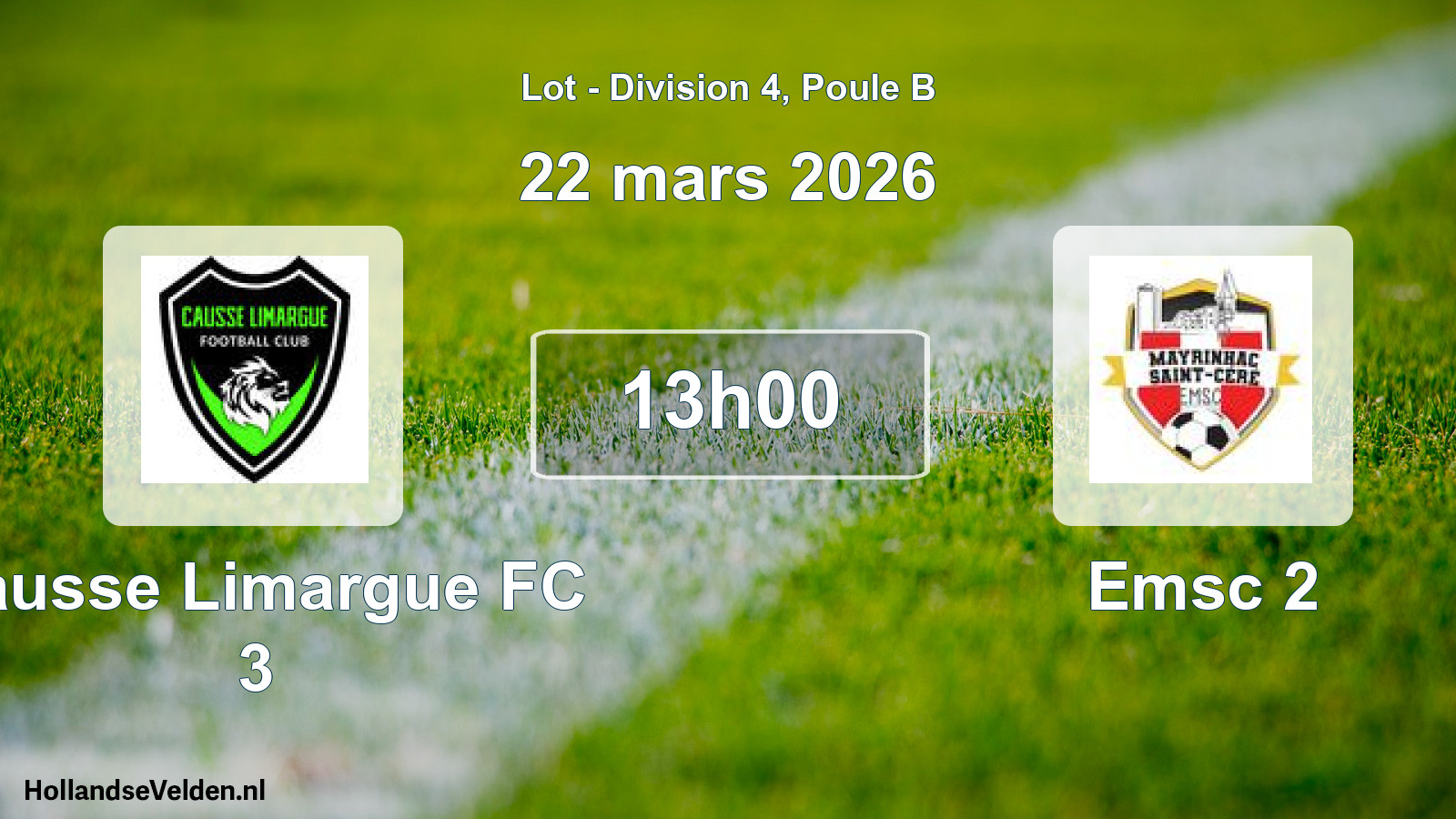 Match programmé: Causse Limargue FC 3 - Emsc 2 (22 mars 2026)