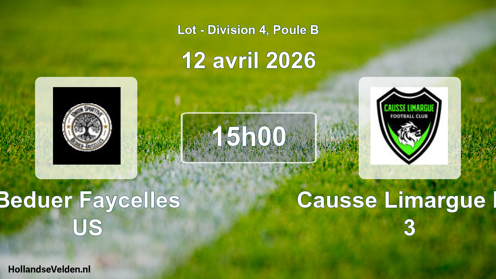 Match programmé: Beduer Faycelles US - Causse Limargue FC 3 (12 avril 2026)