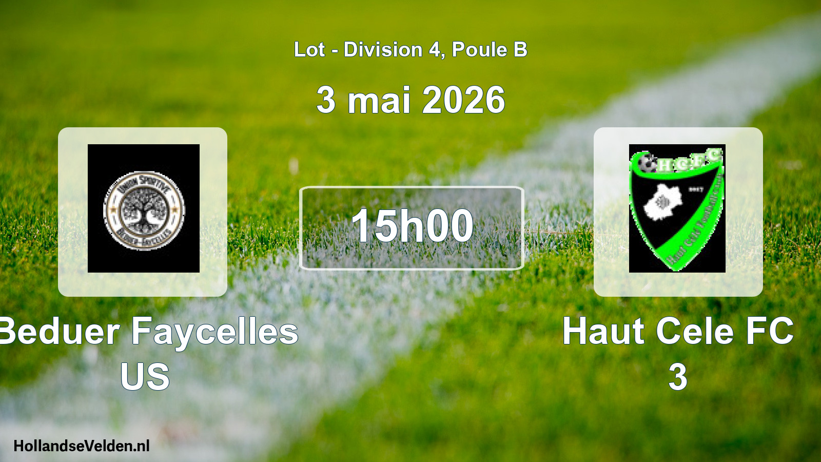Match programmé: Beduer Faycelles US - Haut Cele FC 3 (3 mai 2026)