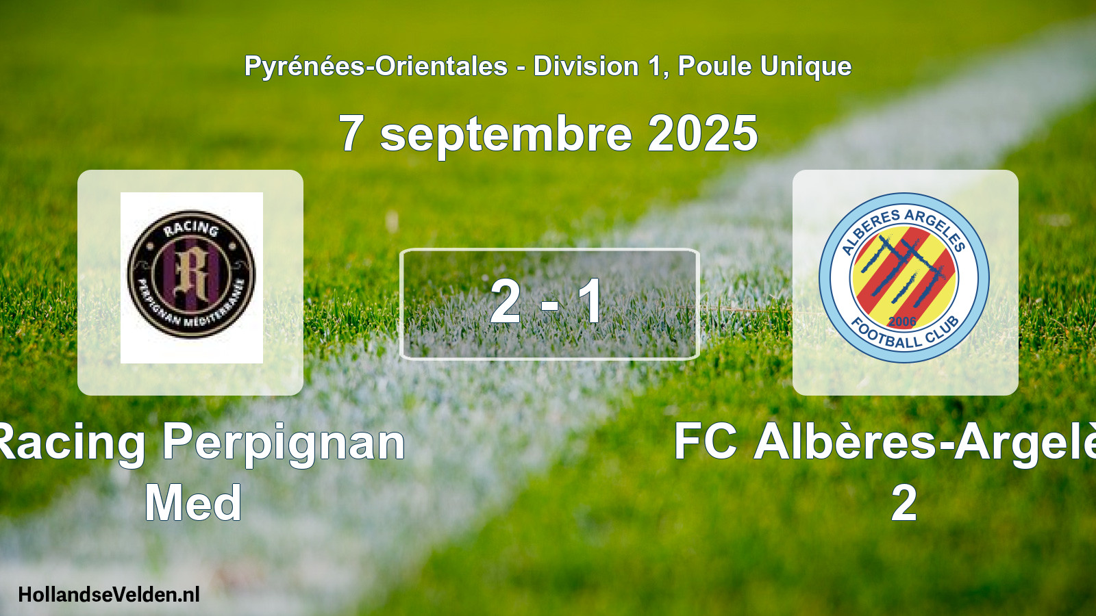 Total number of matches played: Racing Perpignan Med - FC Albères-Argelès 2 2 - 1 (7 September 2025)
