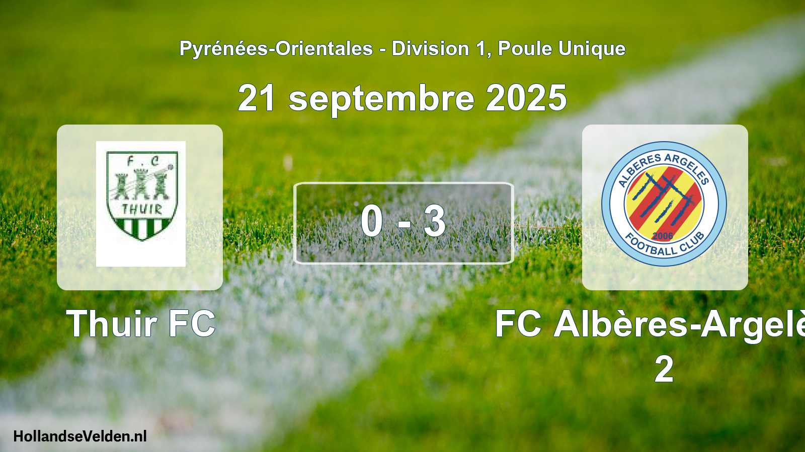 Match joué: Thuir FC - FC Albères-Argelès 2 0 - 3 (21 septembre 2025)