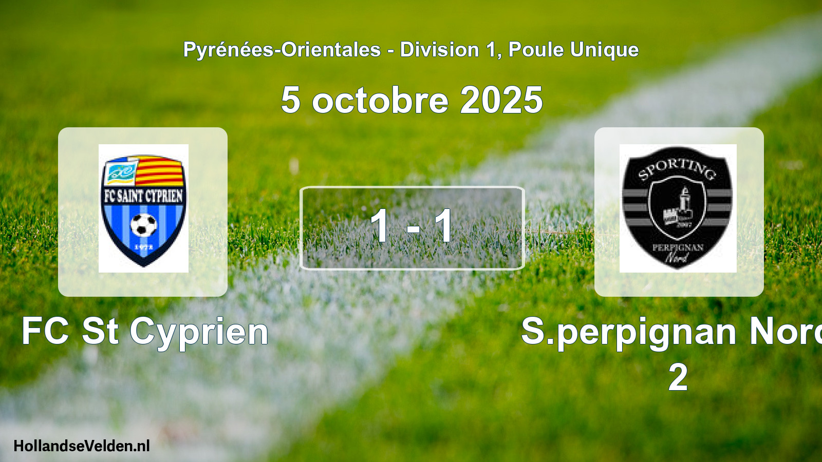 Match joué: FC St Cyprien - S.perpignan Nord 2 1 - 1 (5 octobre 2025)