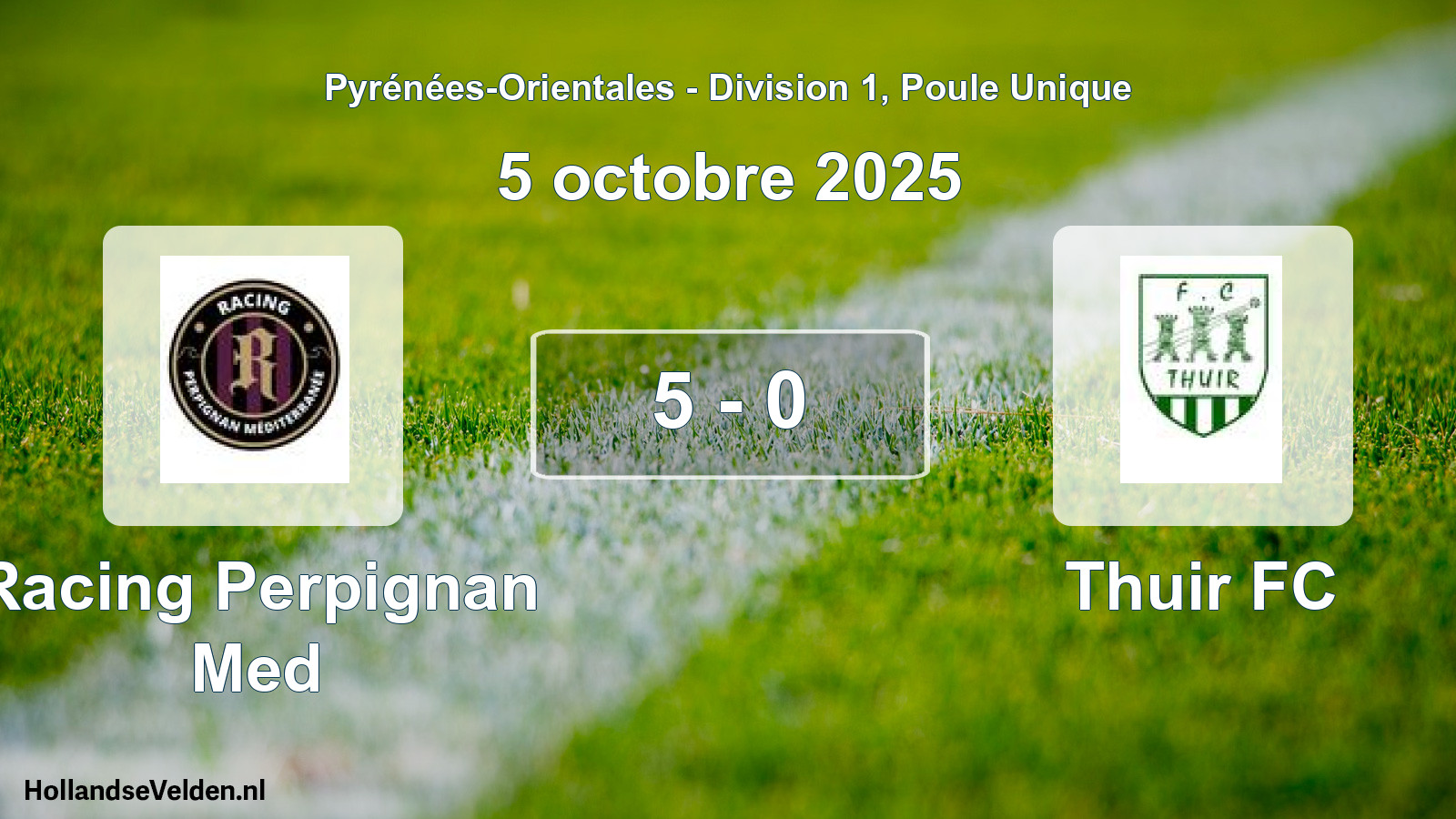 Total number of matches played: Racing Perpignan Med - Thuir FC 5 - 0 (5 October 2025)
