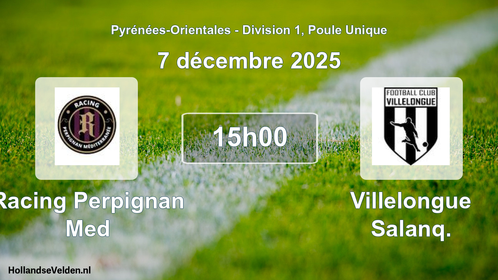 Match programmé: Racing Perpignan Med - Villelongue Salanq. (16 mai 2026)