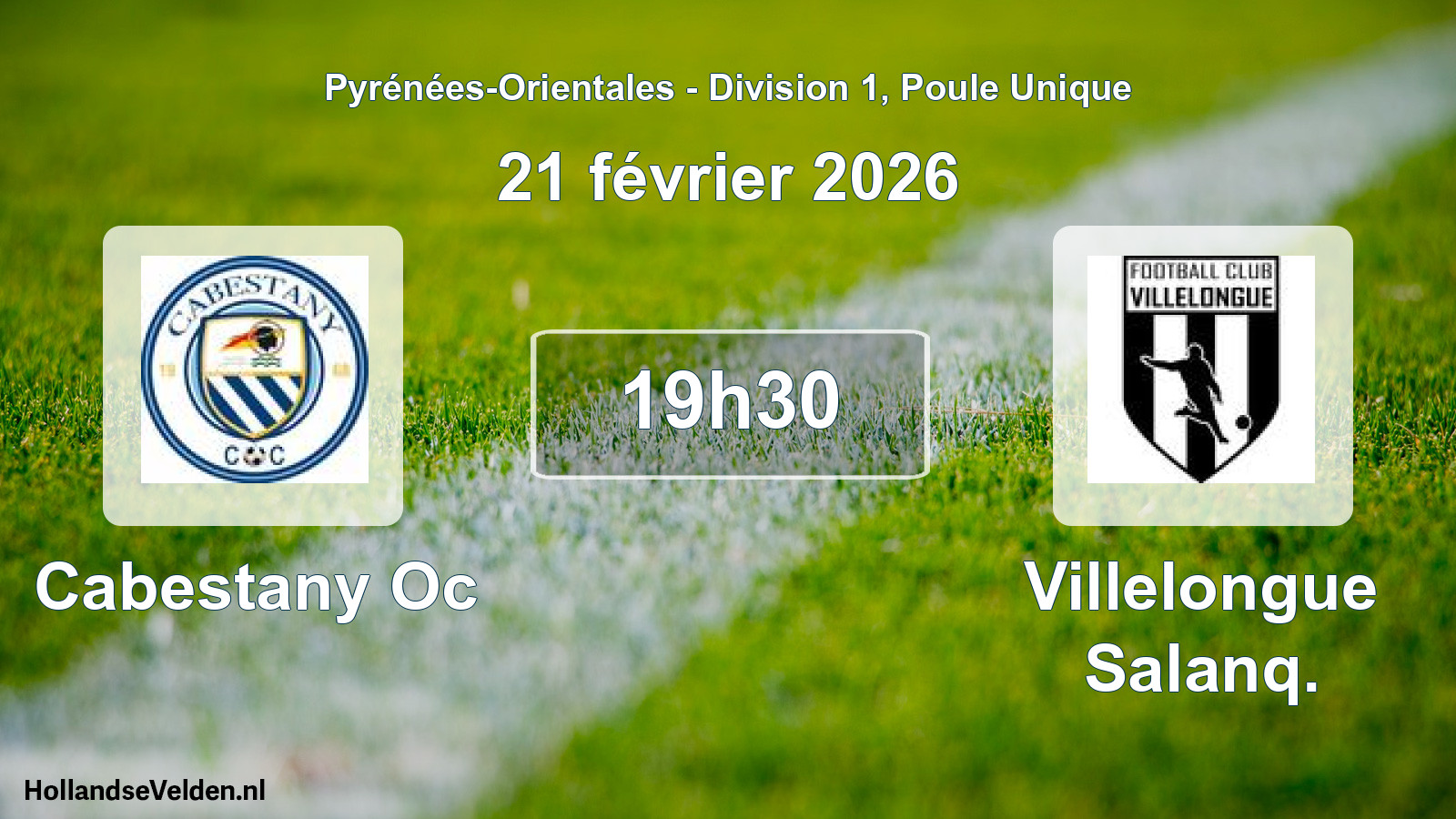 Scheduled Match: Cabestany Oc - Villelongue Salanq. (21 February 2026)