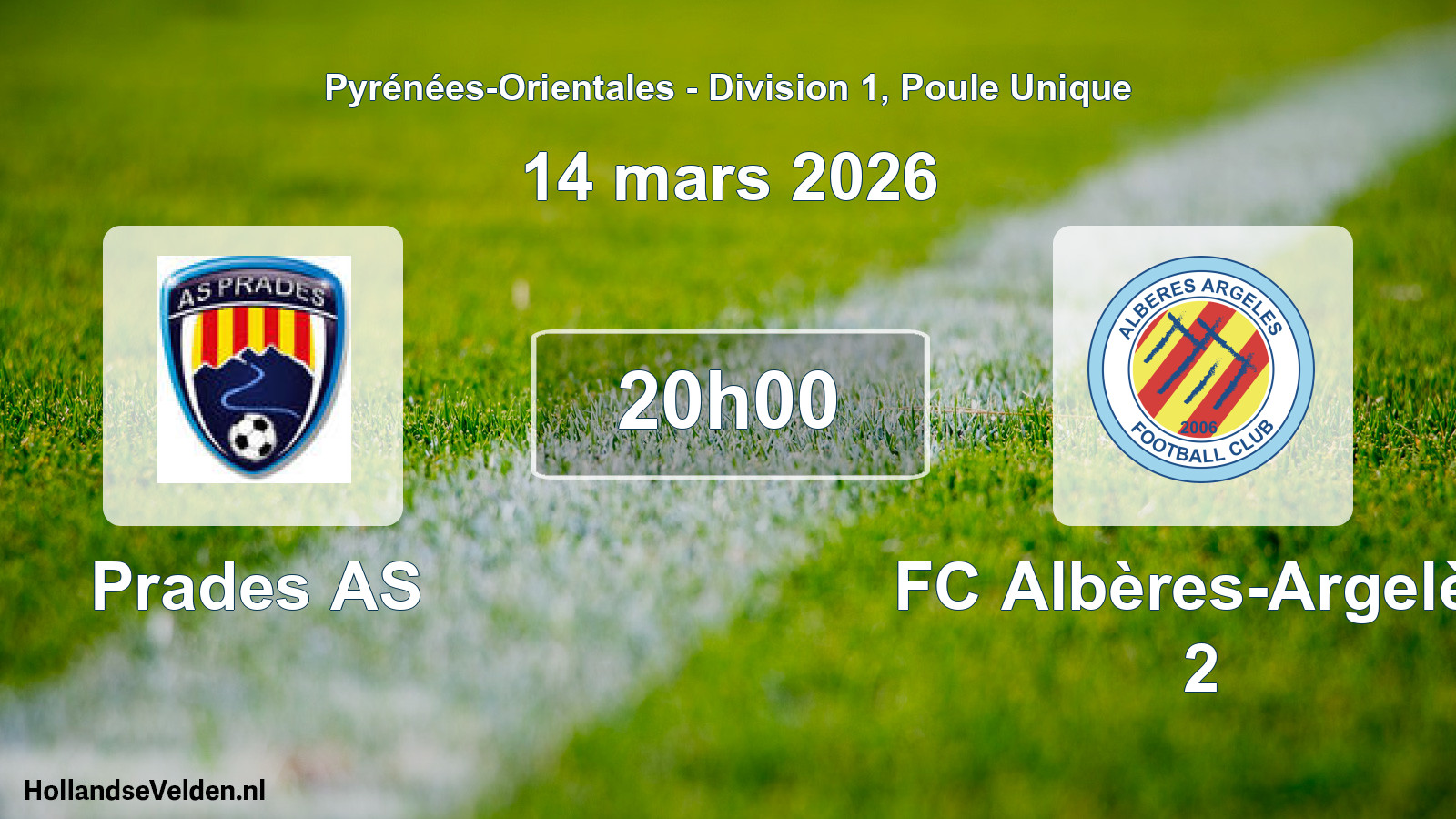 Match programmé: Prades AS - FC Albères-Argelès 2 (14 mars 2026)